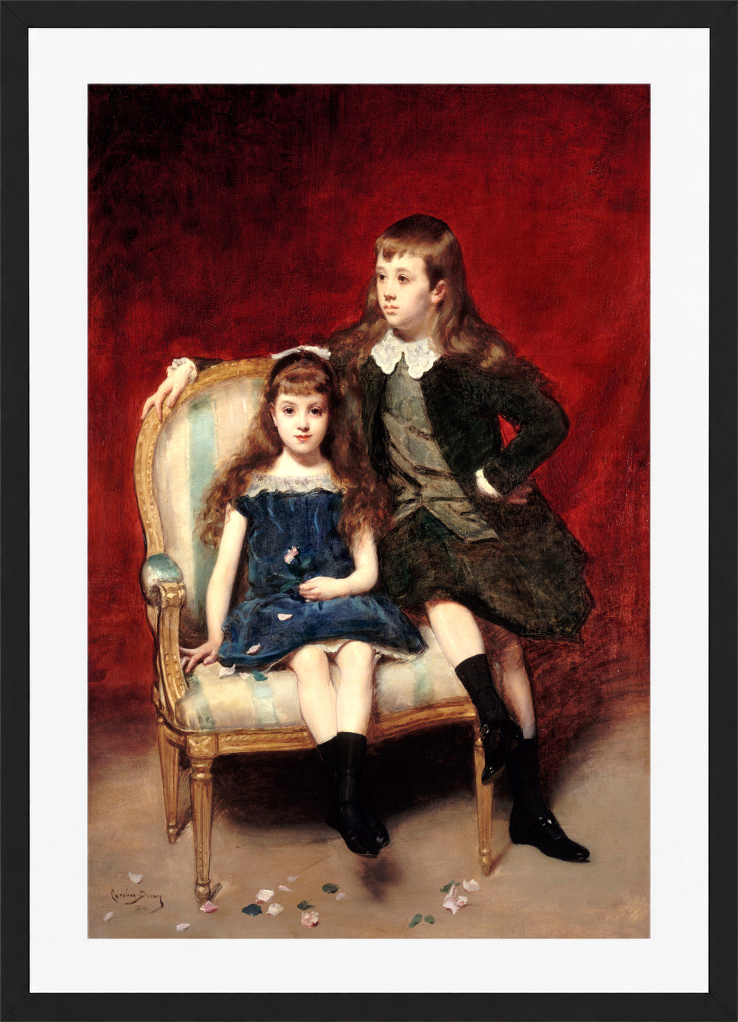 Carolus-Duran Print, Portrait of Marguerite and Robert de Broglie (1890) — black frame