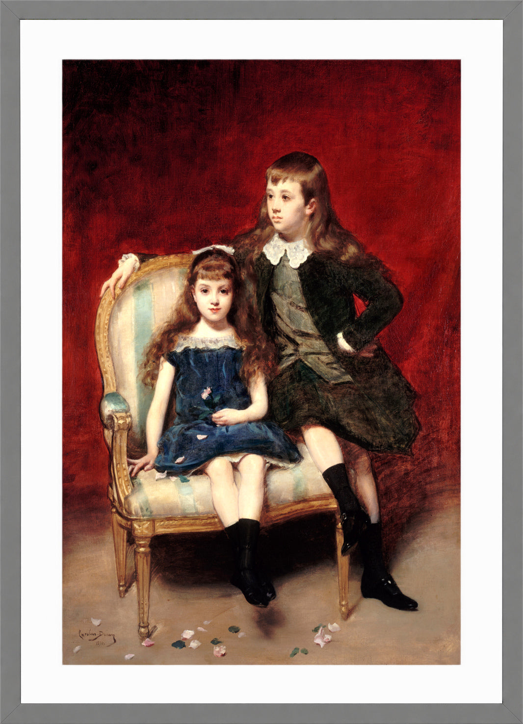 Carolus-Duran Print, Portrait of Marguerite and Robert de Broglie (1890) — light grey frame