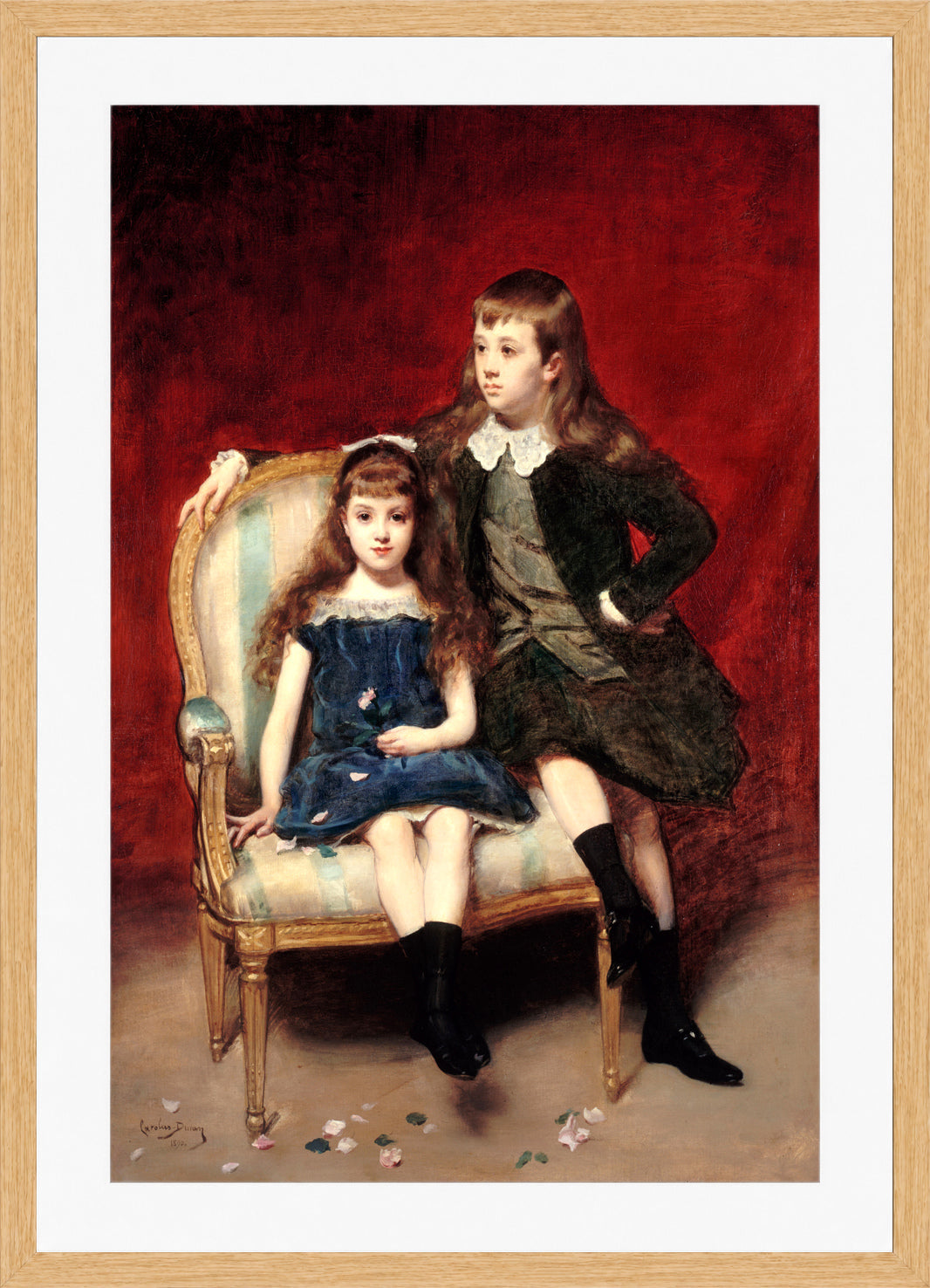 Carolus-Duran Print, Portrait of Marguerite and Robert de Broglie (1890) — oak frame