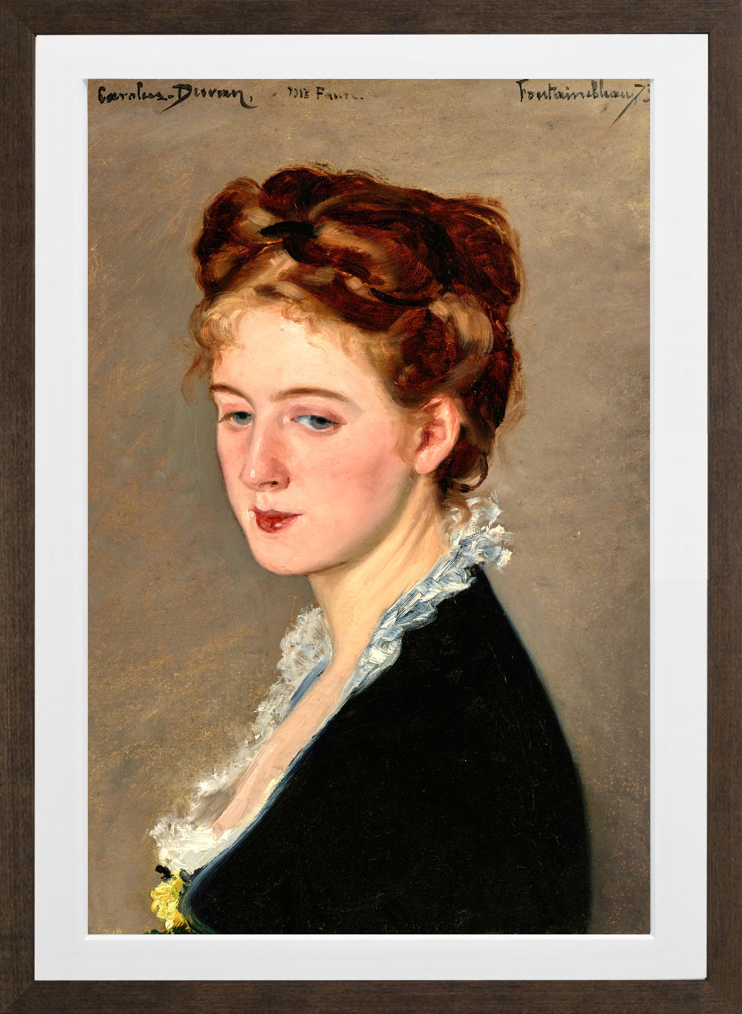 Carolus-Duran Print, Portrait of Mademoiselle Faure (1873) — brown frame