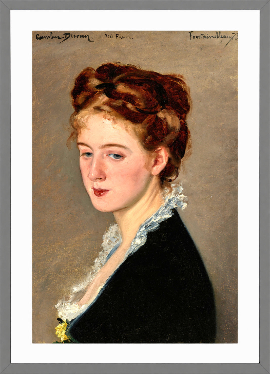Carolus-Duran Print, Portrait of Mademoiselle Faure (1873) — light grey frame