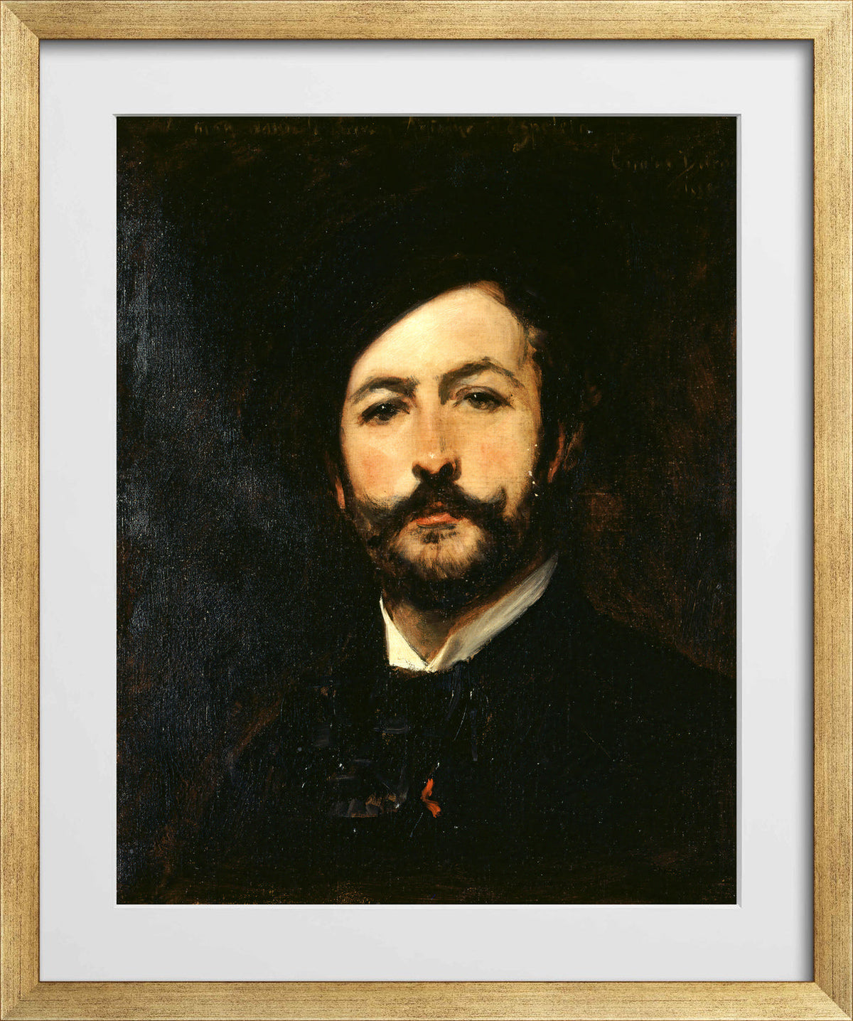 Carolus-Duran Print, Portrait of Baron Antoine d’Ezpeleta (1882) — gold frame