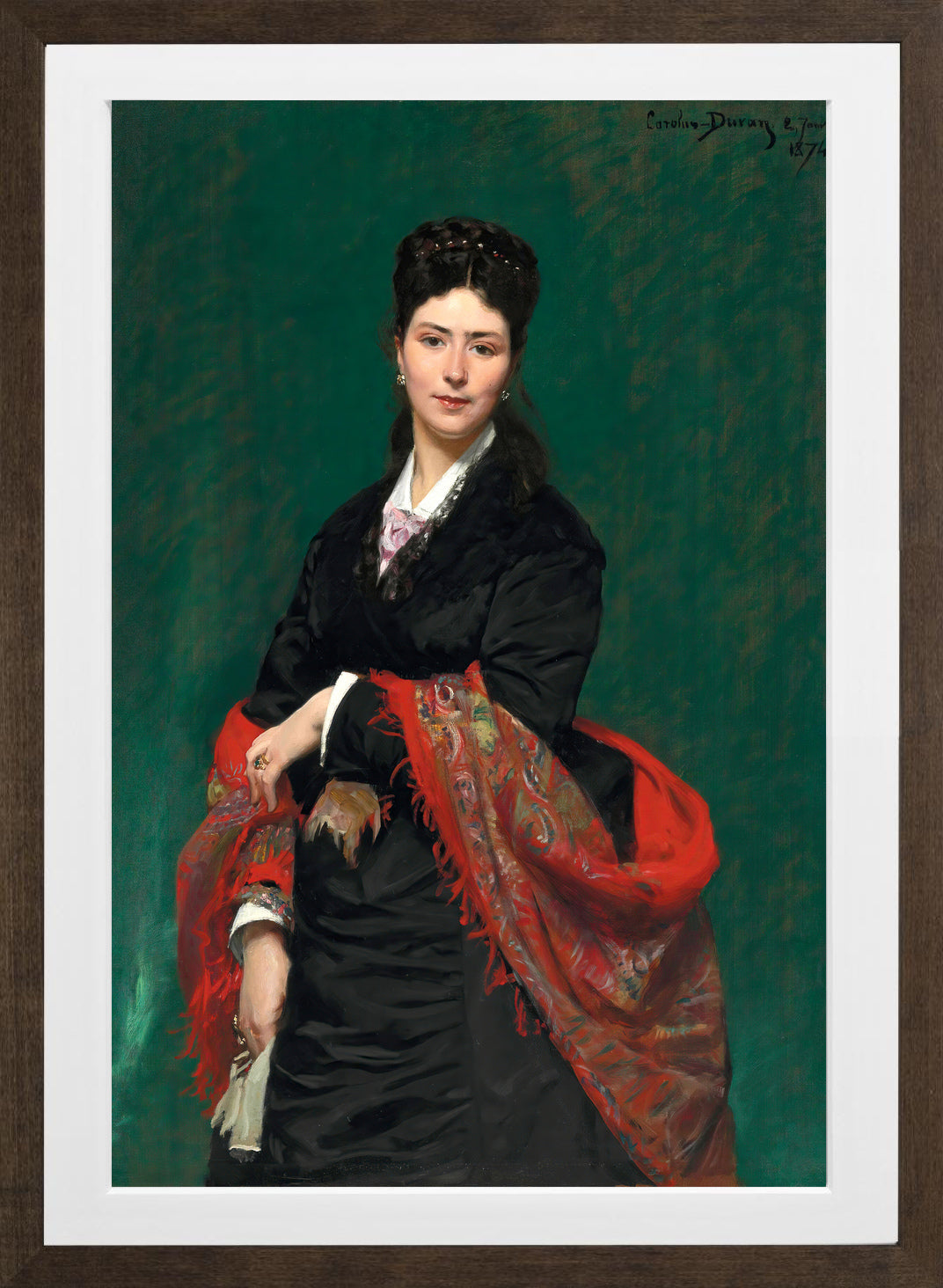 Carolus-Duran Print, Portrait of Madame Marie Clerc (1874) — brown frame