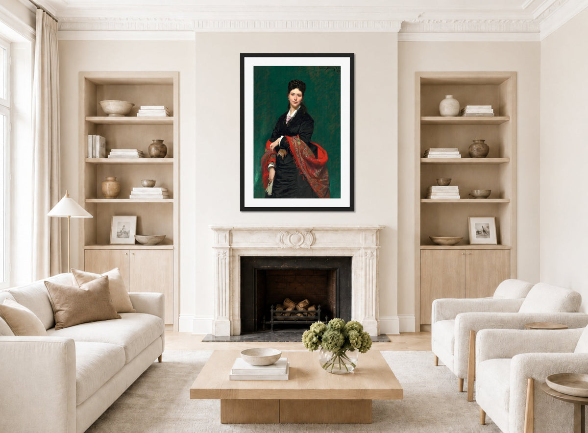Carolus-Duran Print, Portrait of Madame Marie Clerc (1874) — living room roomset