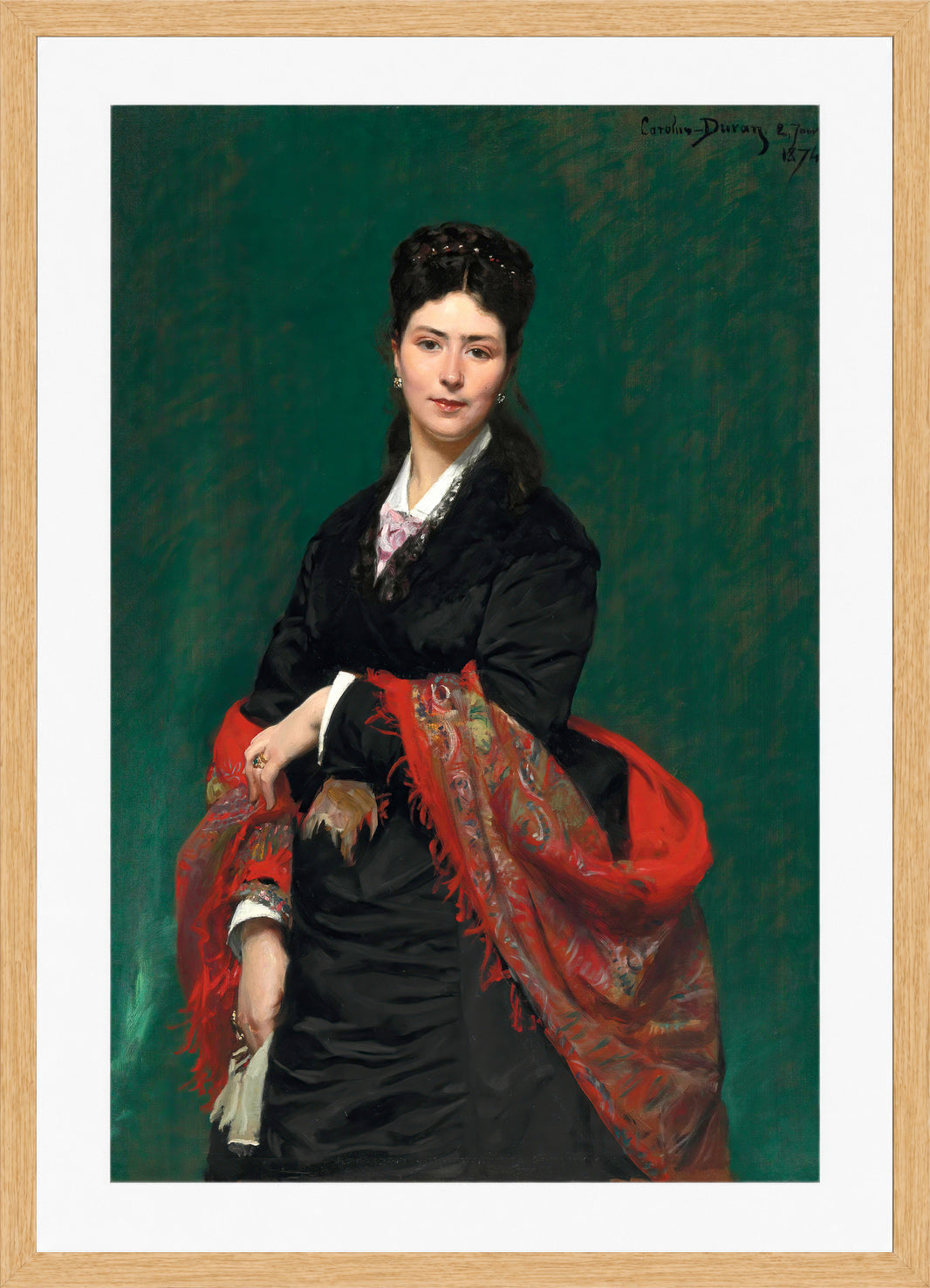Carolus-Duran Print, Portrait of Madame Marie Clerc (1874) — oak frame