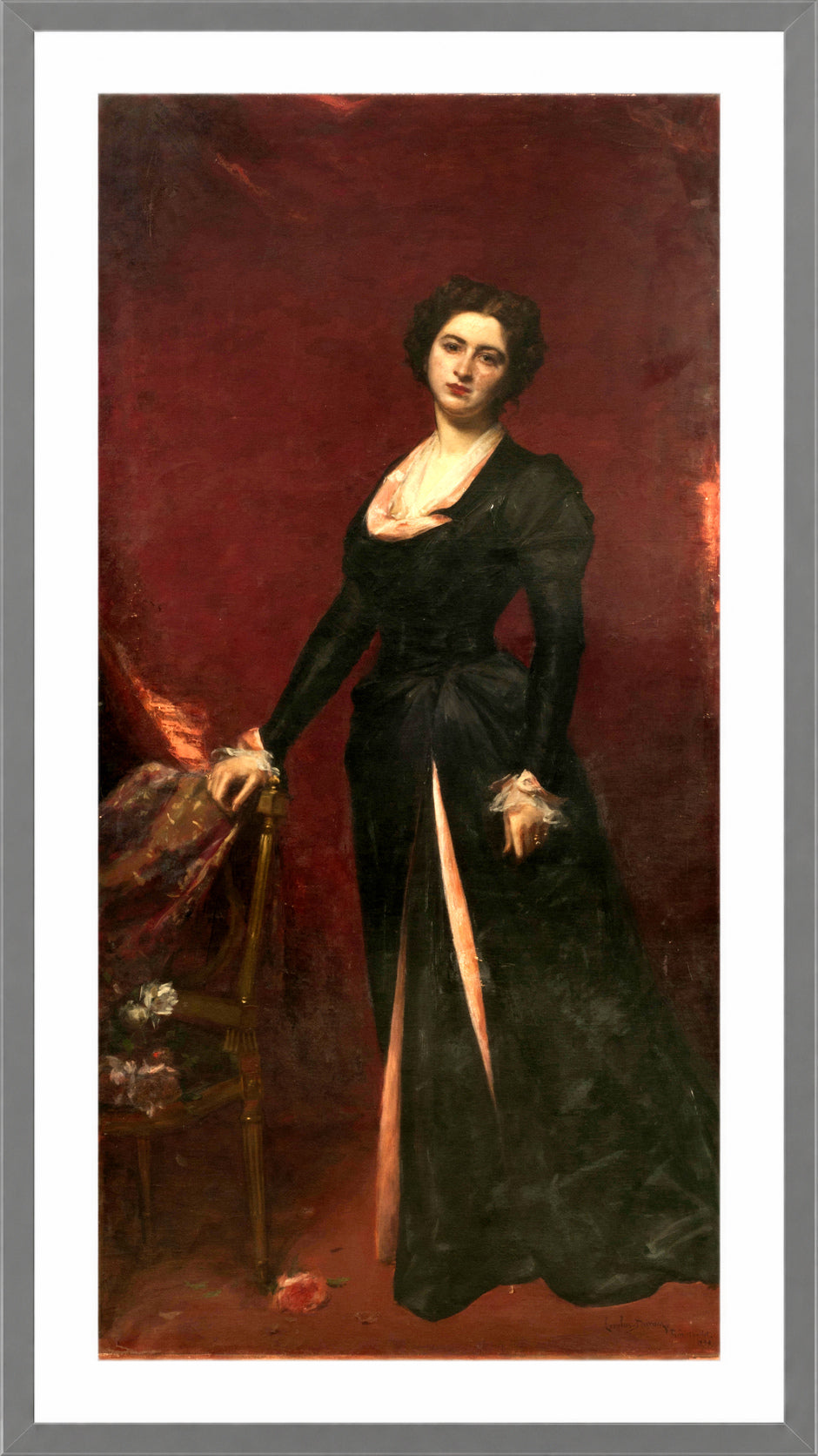 Carolus-Duran Print, Portrait of María Reyna de Fernández Blanco (1899) — light grey frame