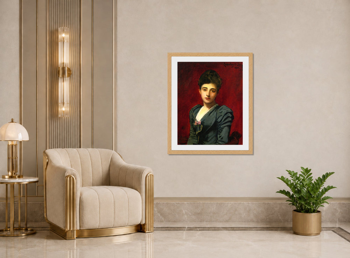 Carolus-Duran Print, Portrait of the Countess Lily de Roussy de Sales (1888) — art deco roomset
