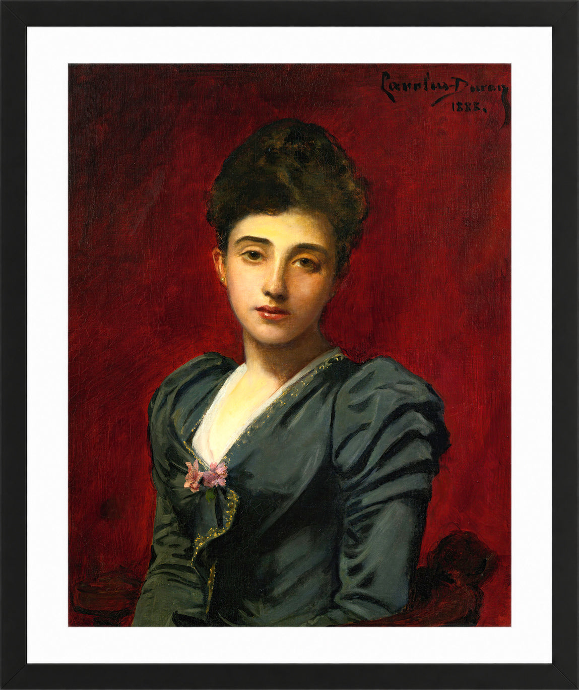 Carolus-Duran Print, Portrait of the Countess Lily de Roussy de Sales (1888) — black frame