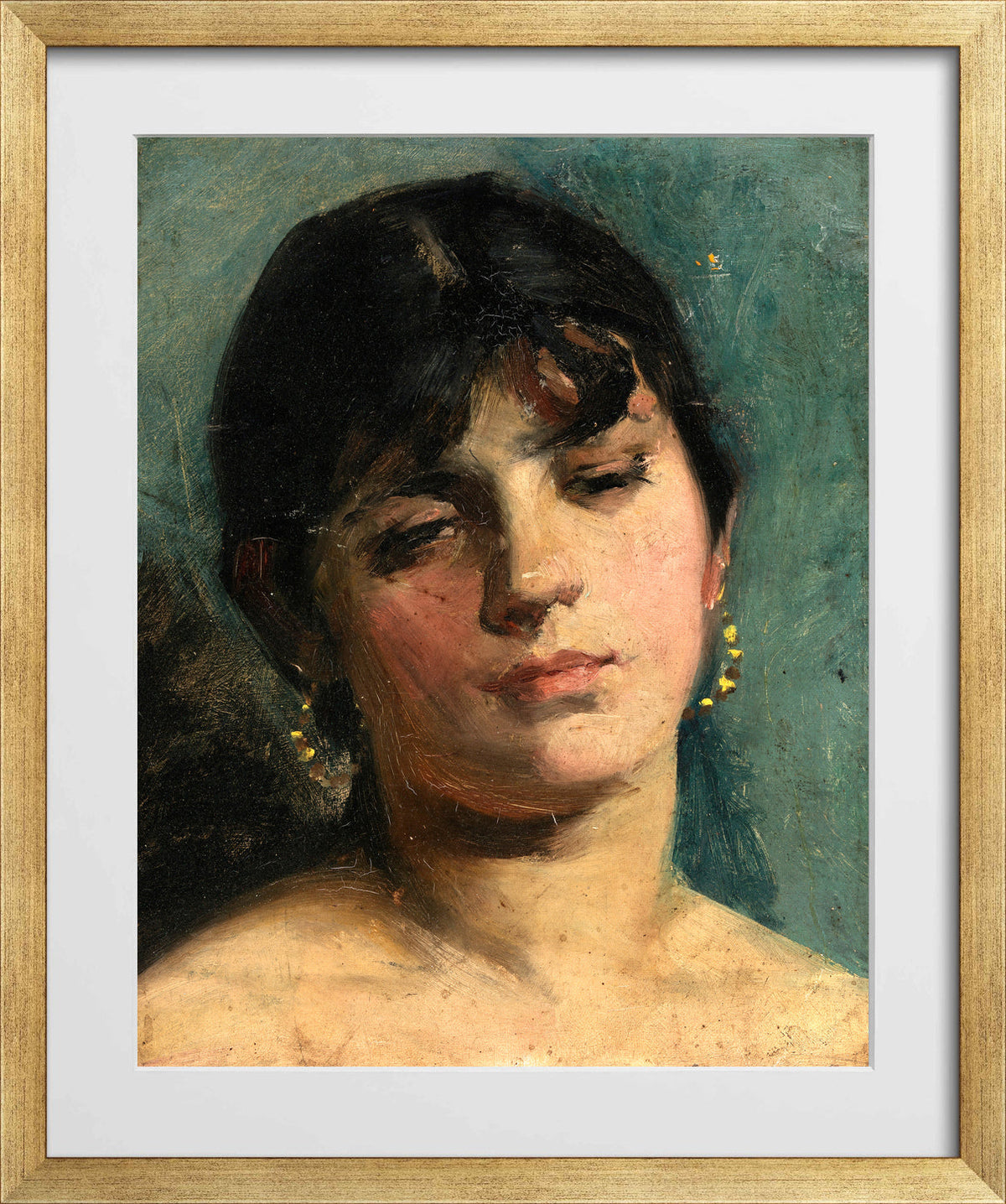 Carolus-Duran Print, Portrait Sketch of a Young Girl (1885) — gold frame