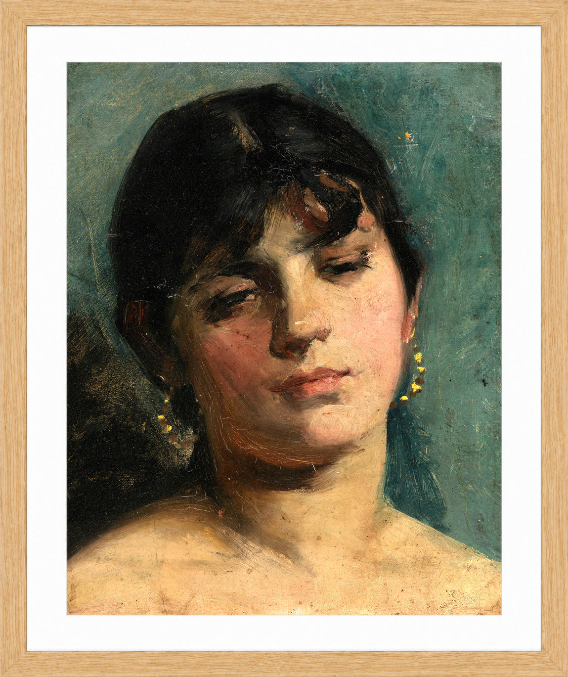 Carolus-Duran Print, Portrait Sketch of a Young Girl (1885) — oak frame