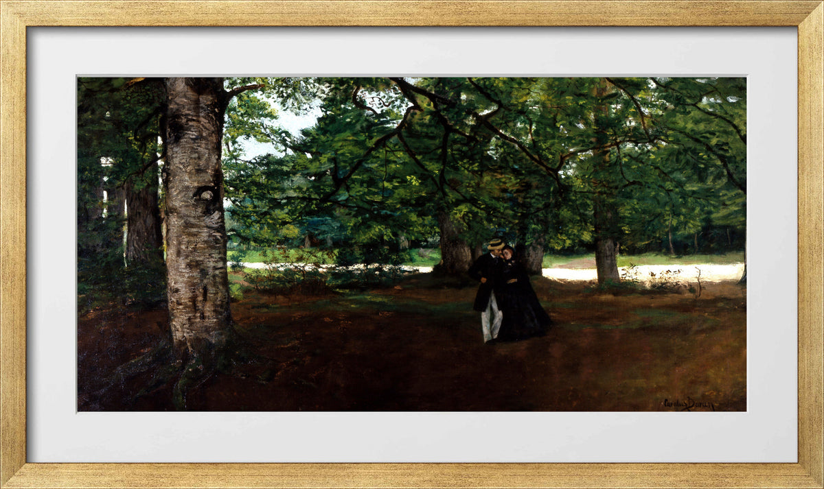 Carolus-Duran Print, Promenade in the Woods (1861) — gold frame