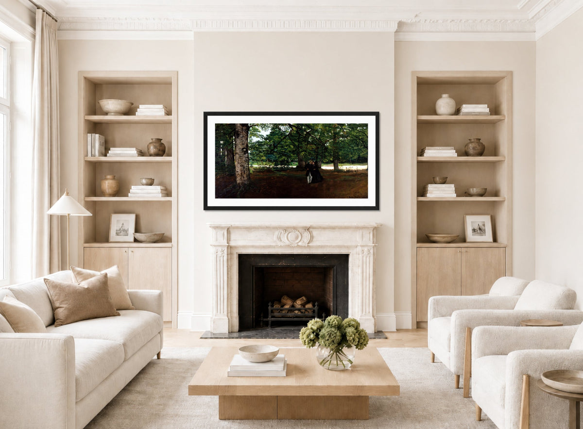 Carolus-Duran Print, Promenade in the Woods (1861) — living room roomset