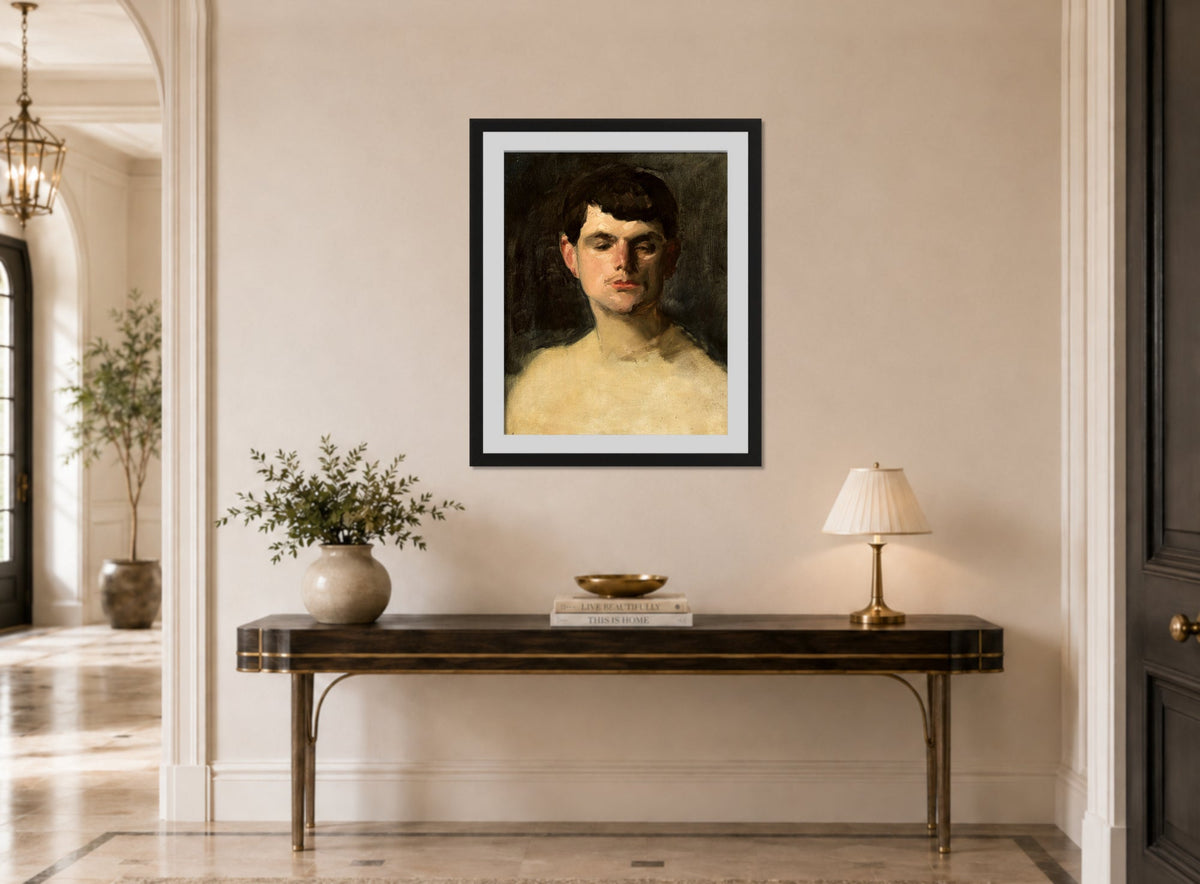 Carolus-Duran Print, Study of a Male Head (1885) — hallway