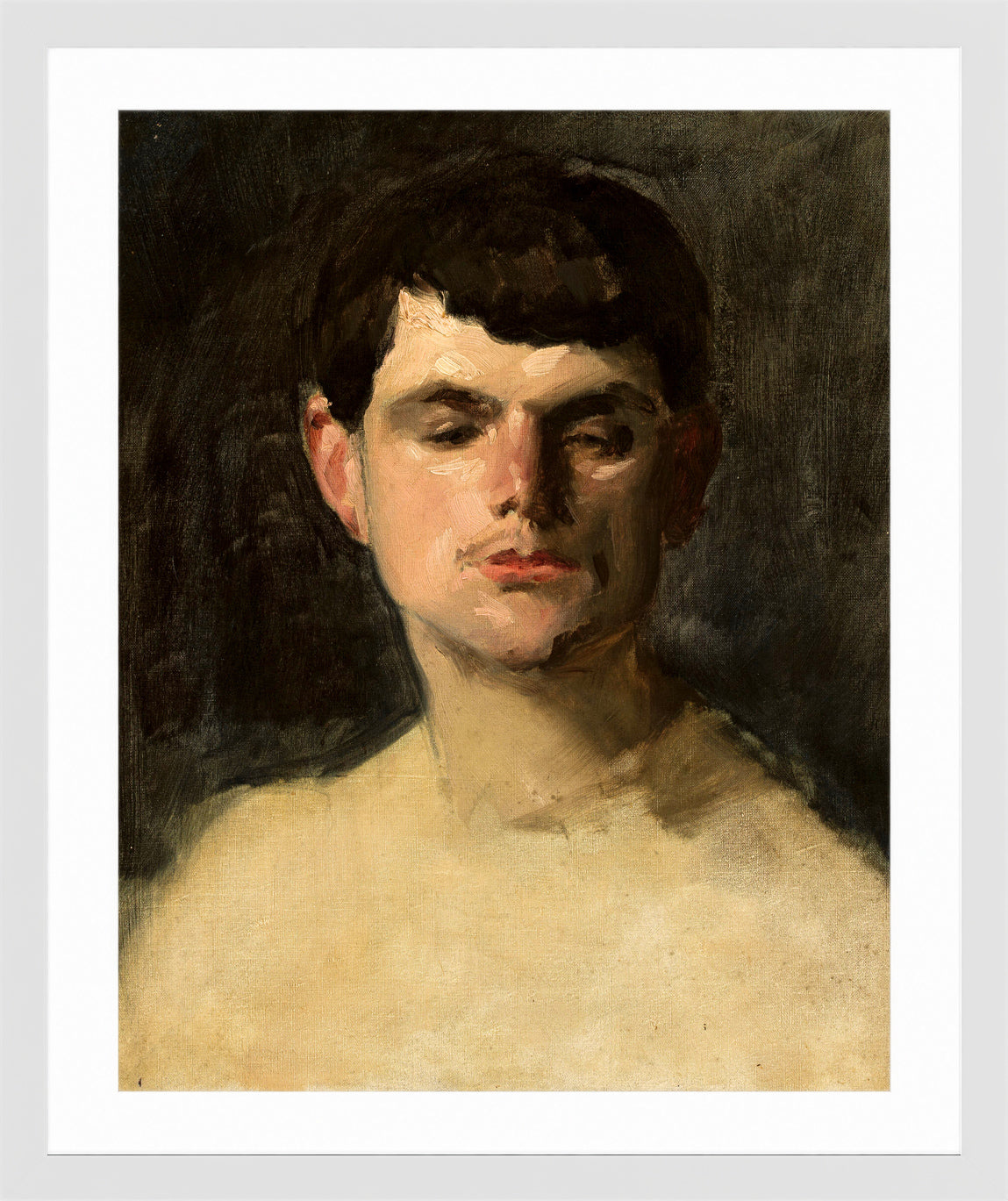 Carolus-Duran Print, Study of a Male Head (1885) — white frame