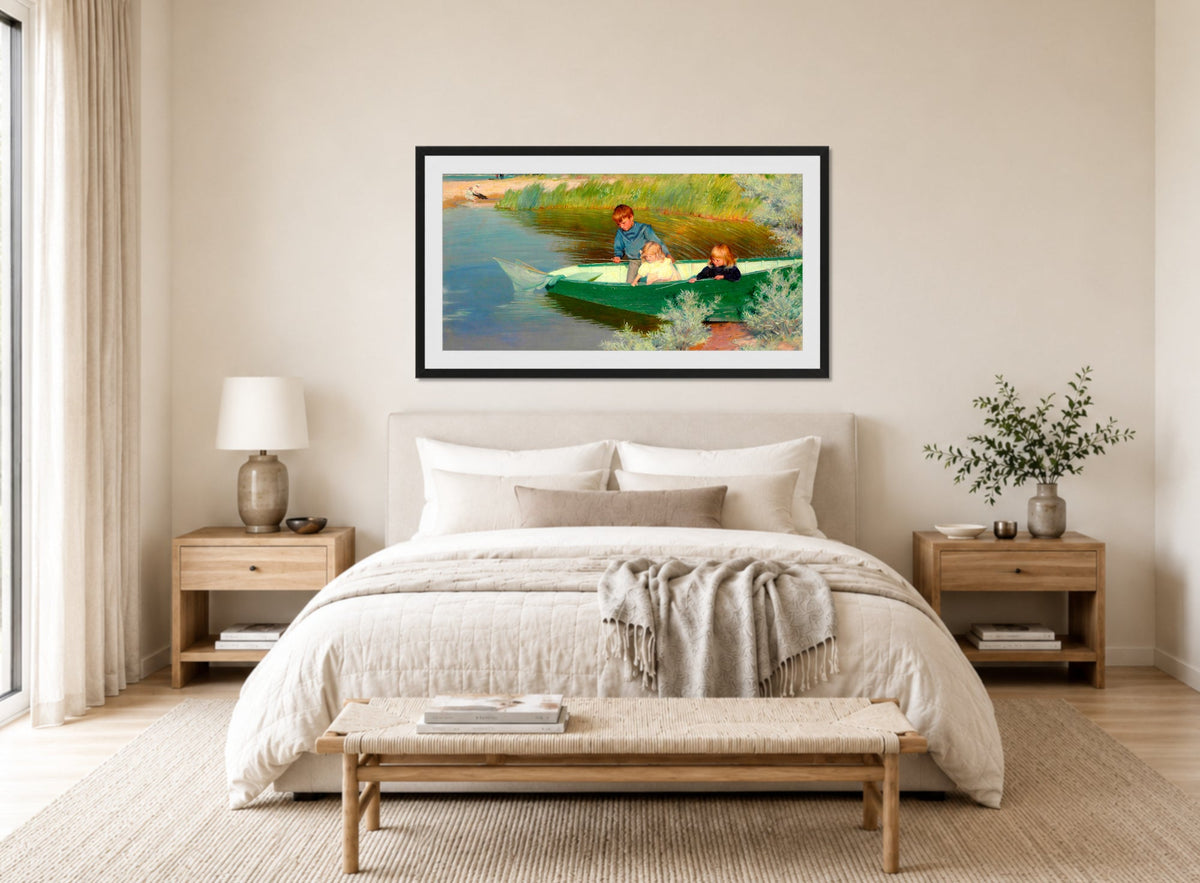 Charles Courtney Curran Print, Great Expectations (1897) displayed above a bed