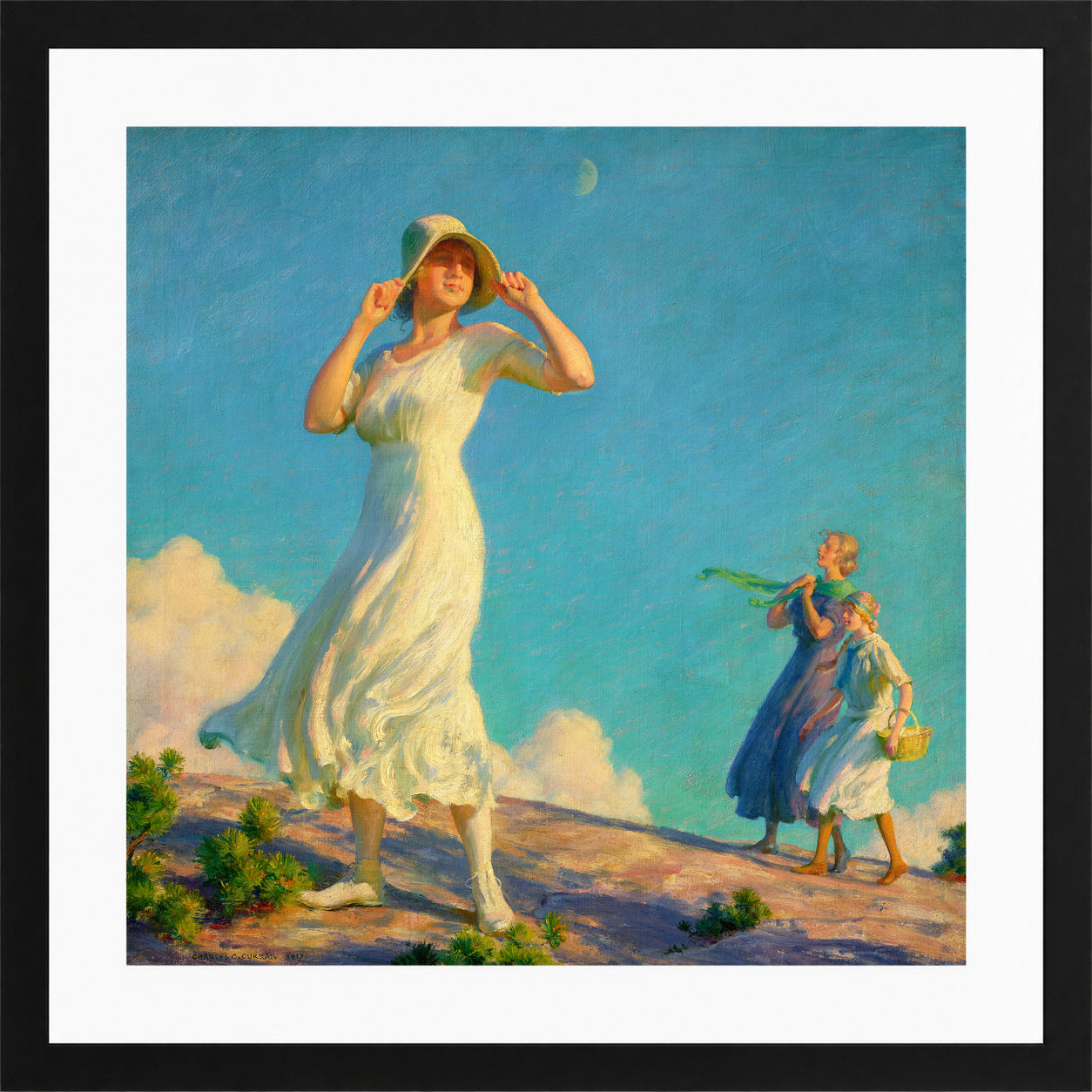 Charles Courtney Curran Print, High Country (1917) in a black frame