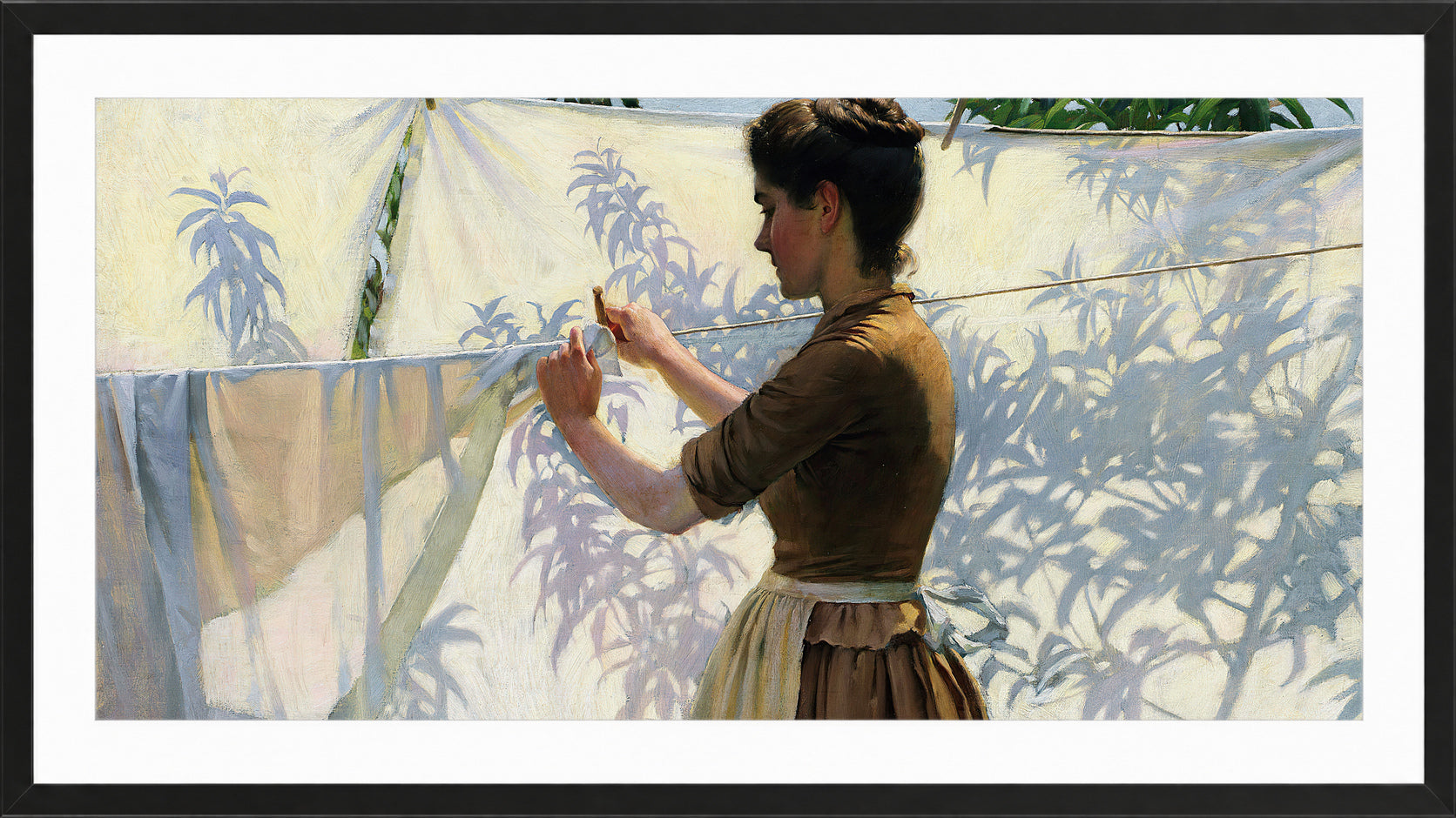 Charles Courtney Curran Print, Shadows (1887) in a black frame