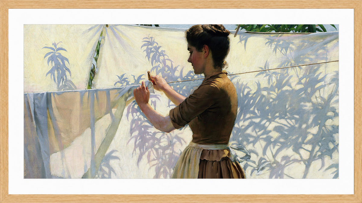 Charles Courtney Curran Print, Shadows (1887) in a light oak frame