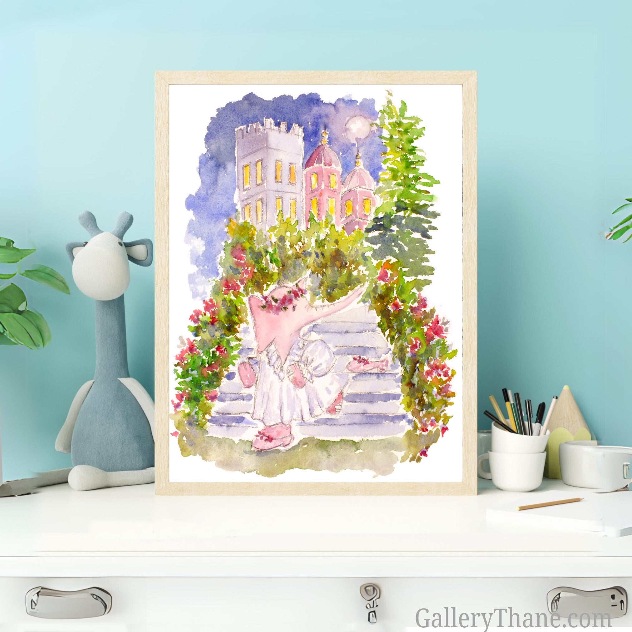 Cinderella Elephant Children's Nursery Wall Art Print