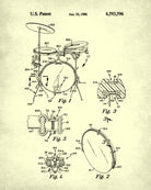 Music Posters, Guitar, Drums, Piano Patent Prints Set 3L