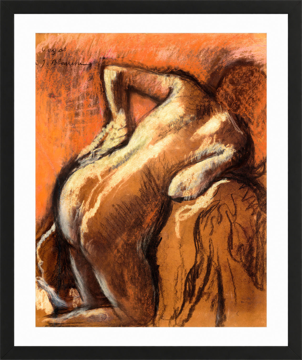 Edgar Degas Print, Après le bain, femme s’essuyant (1892) in a black frame