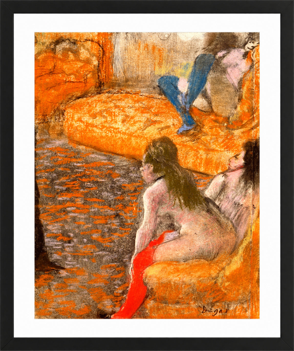 Edgar Degas Print, Attente d’un client (1879) in a black frame