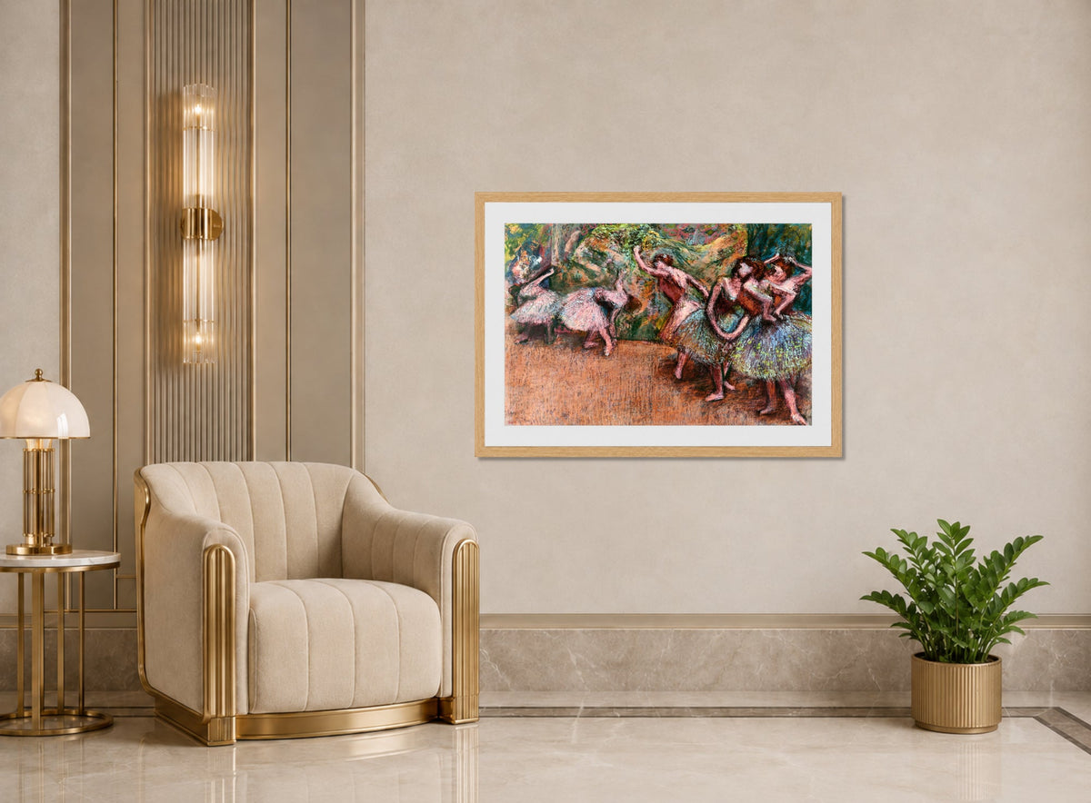 Edgar Degas Print, Ballet Scene (c displayed in an Art Deco interior