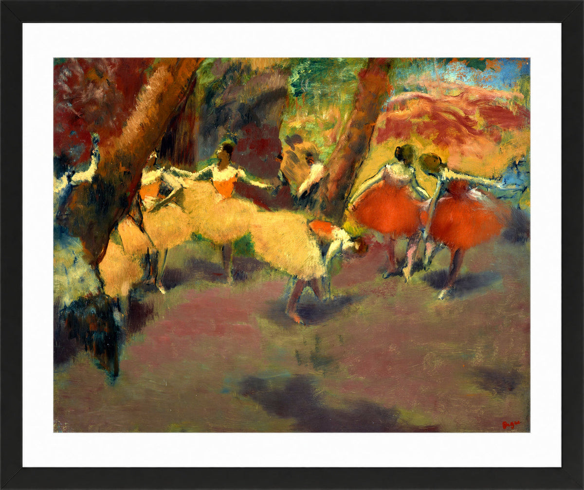 Edgar Degas Print, Before The Performance in a black frame