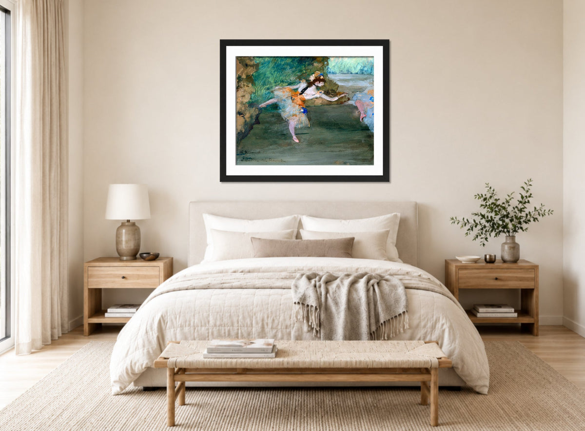 Edgar Degas Print, Dancer Onstage (ca displayed above a bed