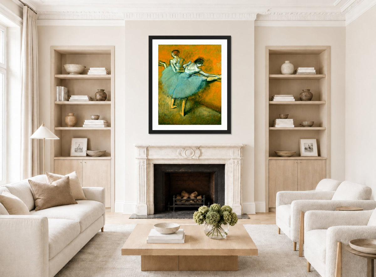 Edgar Degas Print, Dancers At The Barre displayed in a Scandinavian living room