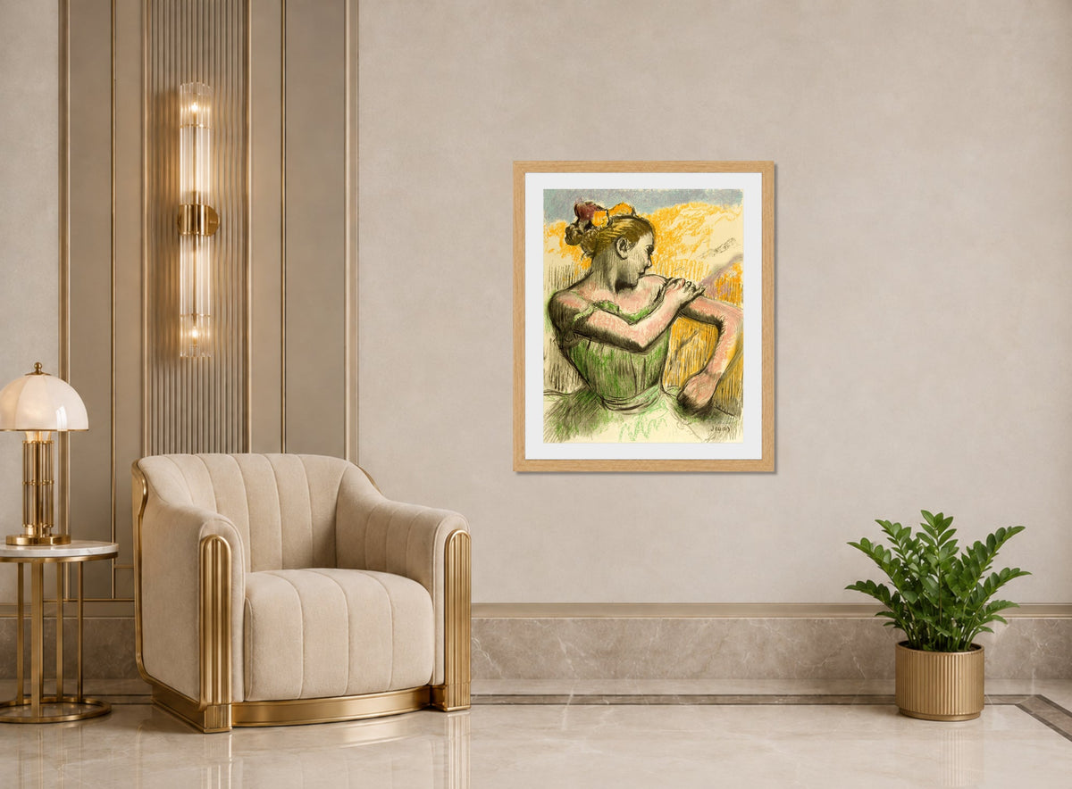 Edgar Degas Print, Danseuse (1899) displayed in an Art Deco interior