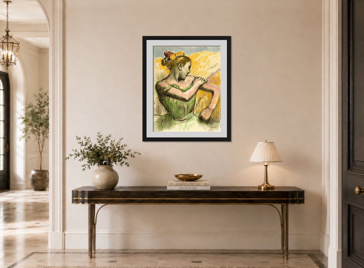 Edgar Degas Print, Danseuse (1899) displayed above a console table