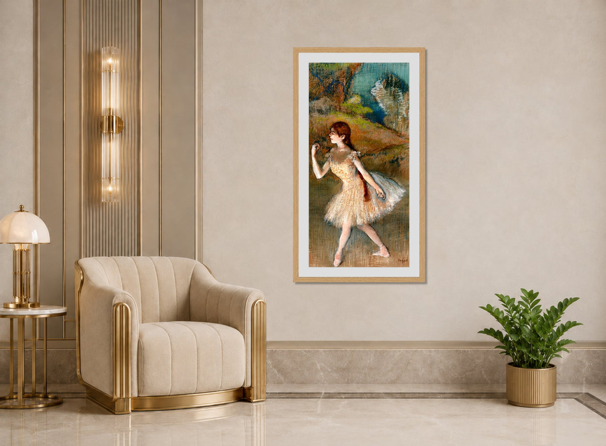 Edgar Degas Print, Danseuse (circa 1880-87) displayed in an Art Deco interior