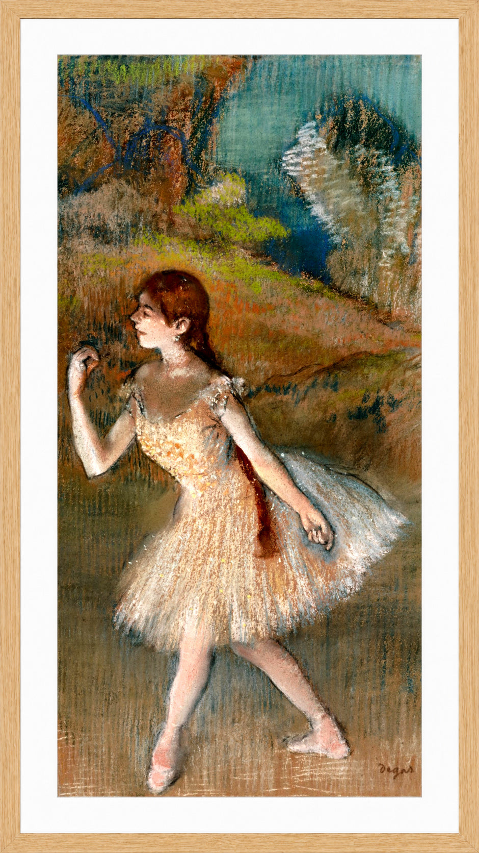Edgar Degas Print, Danseuse (circa 1880-87) in a light oak frame