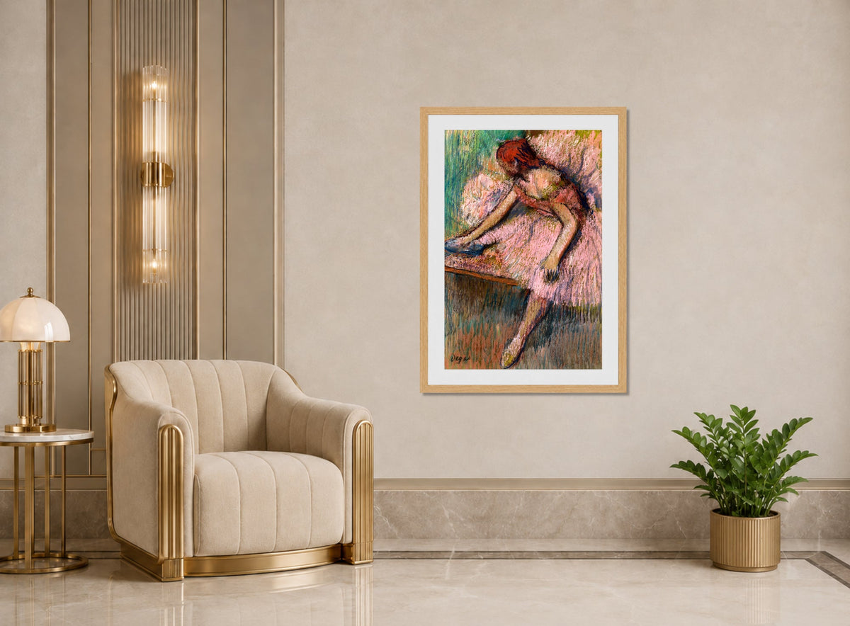 Edgar Degas Print, Danseuse rose (circa 1896) displayed in an Art Deco interior