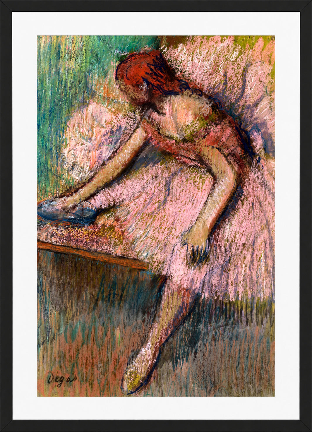 Edgar Degas Print, Danseuse rose (circa 1896) in a black frame