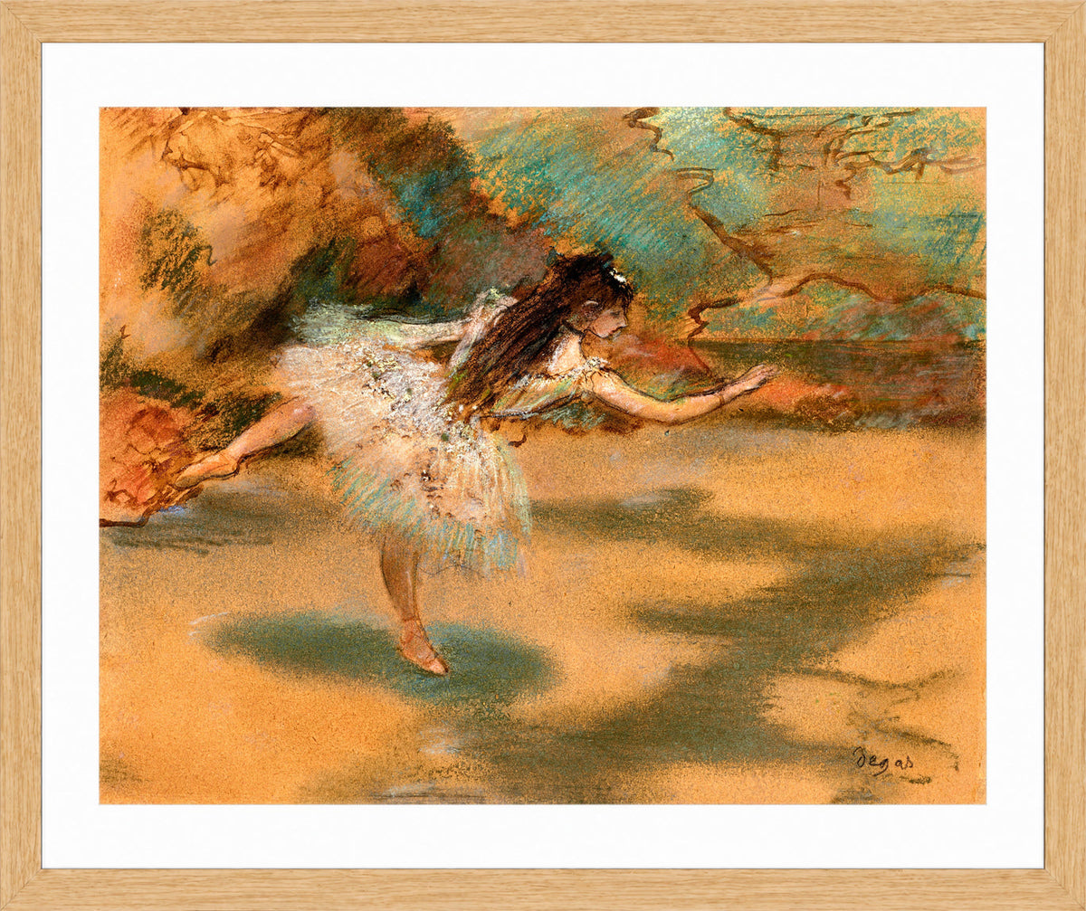 Edgar Degas Print, Danseuse sur une pointe (circa 1877) in a light oak frame