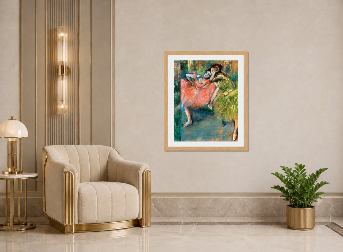 Edgar Degas Print, Danseuses Au Foyer (circa 1901) displayed in an Art Deco interior