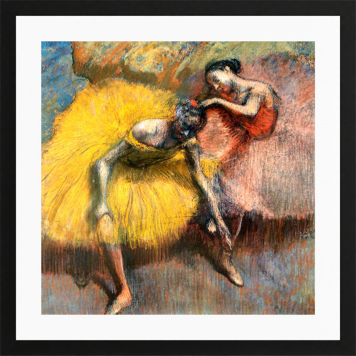 Edgar Degas Print, Deux Danseuses Jaunes Et Roses (ca in a black frame