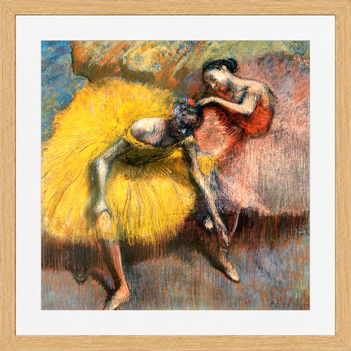 Edgar Degas Print, Deux Danseuses Jaunes Et Roses (ca in a light oak frame