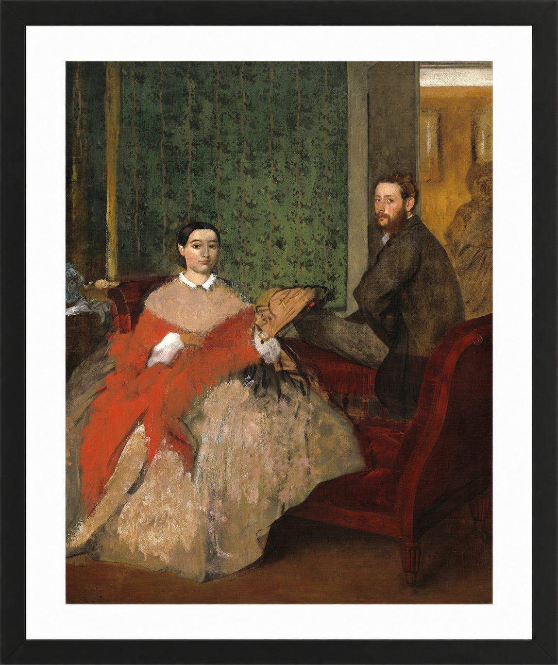 Edgar Degas Print, Edmondo and Thérèse Morbilli (c in a black frame