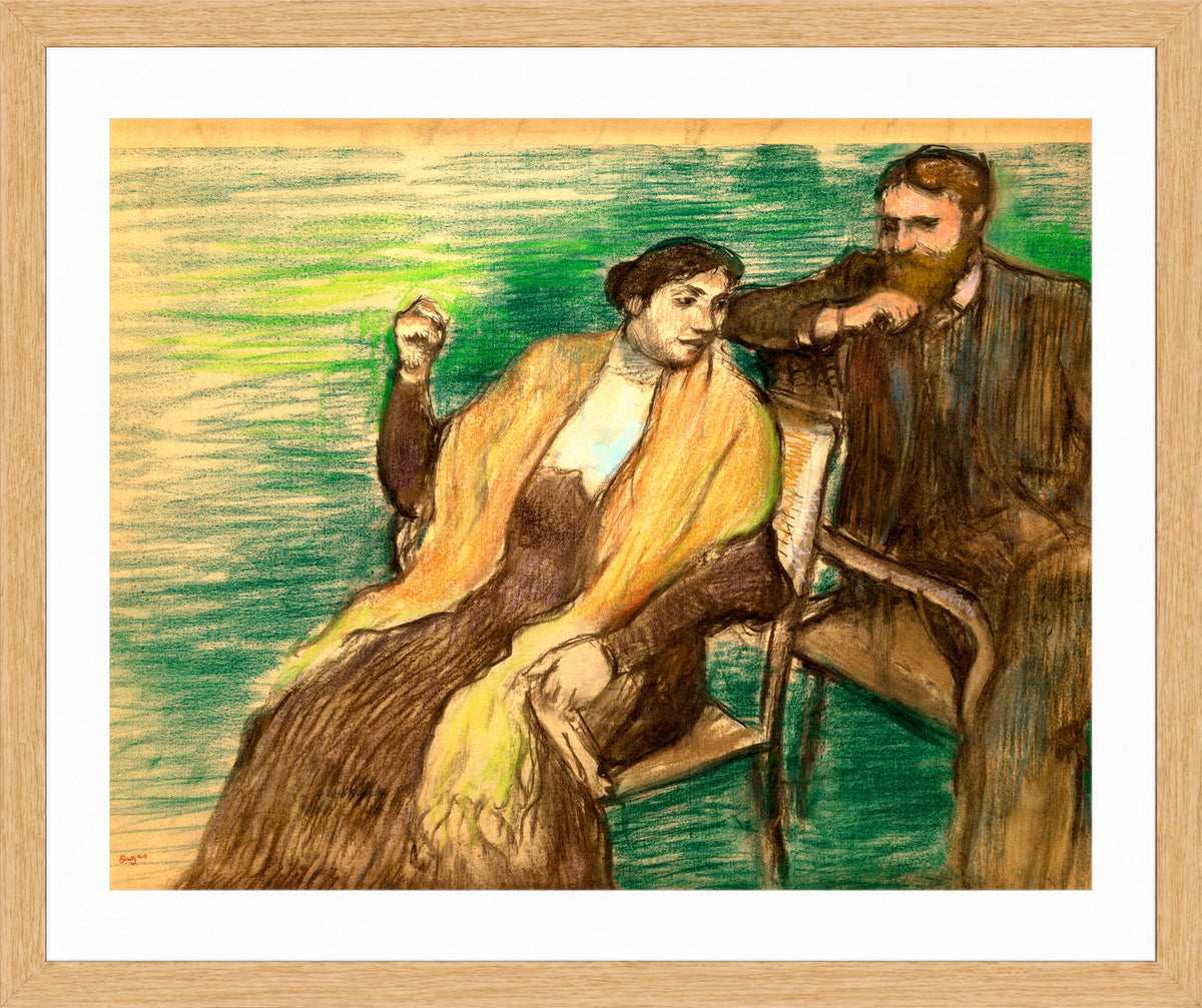 Edgar Degas Print, Esquisse pour un portrait de M. et Mme in a light oak frame