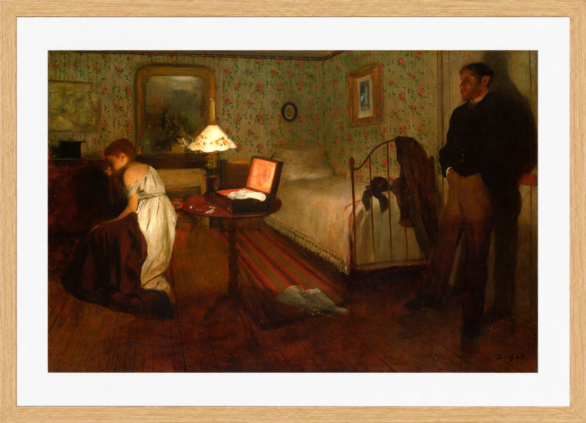 Edgar Degas Print, Interior in a light oak frame