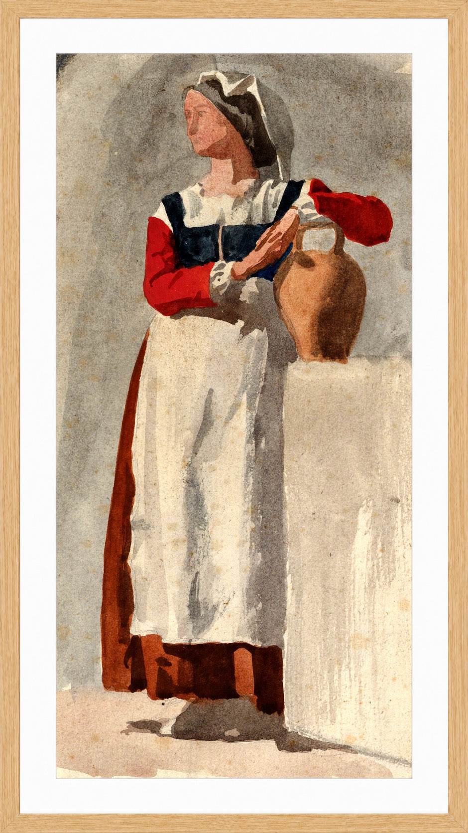 Edgar Degas Print, Italian Woman (ca in a light oak frame