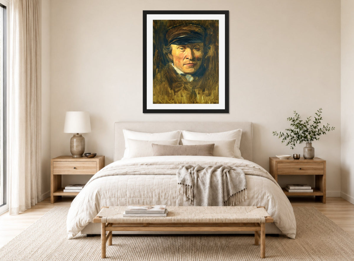 Edgar Degas Print, Jérome Ottoz (circa 1875-1877) displayed above a bed