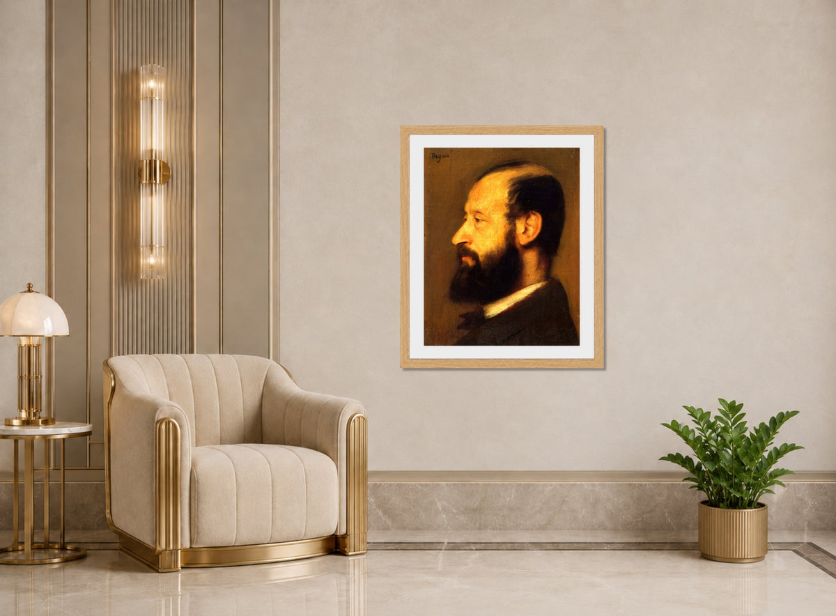 Edgar Degas Print, Joseph-Henri Altès (1826–1895) (1868) displayed in an Art Deco interior