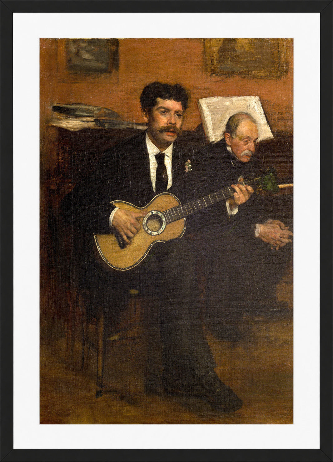 Edgar Degas Print, Lorenzo Pagans And Auguste De Gas (1871 - 1872) in a black frame