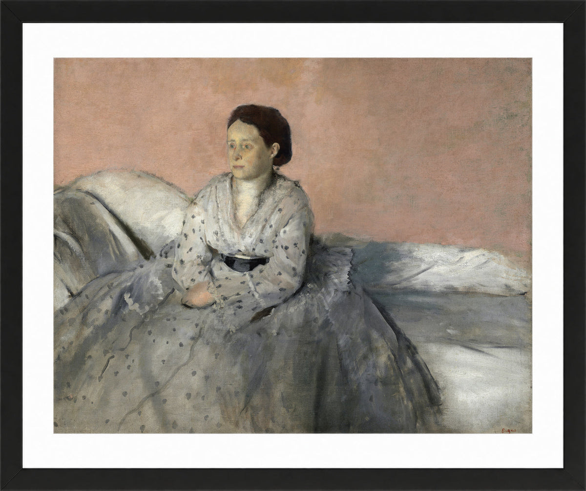 Edgar Degas Print, Madame René de Gas (1872-1873) in a black frame