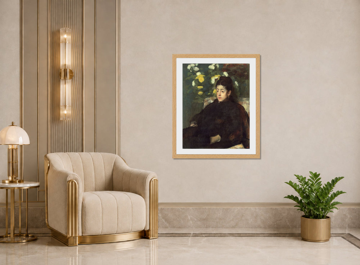 Edgar Degas Print, Mademoiselle Malo (c displayed in an Art Deco interior