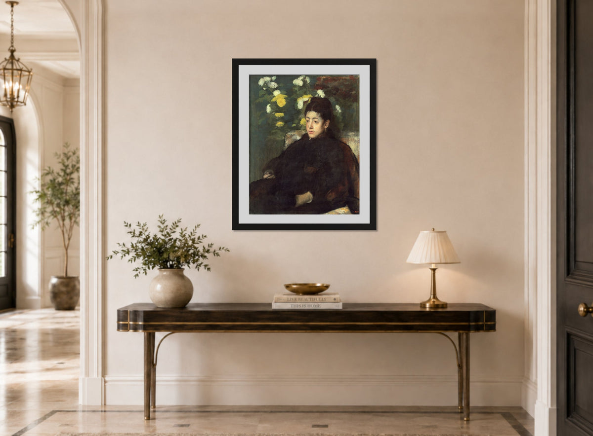 Edgar Degas Print, Mademoiselle Malo (c displayed above a console table
